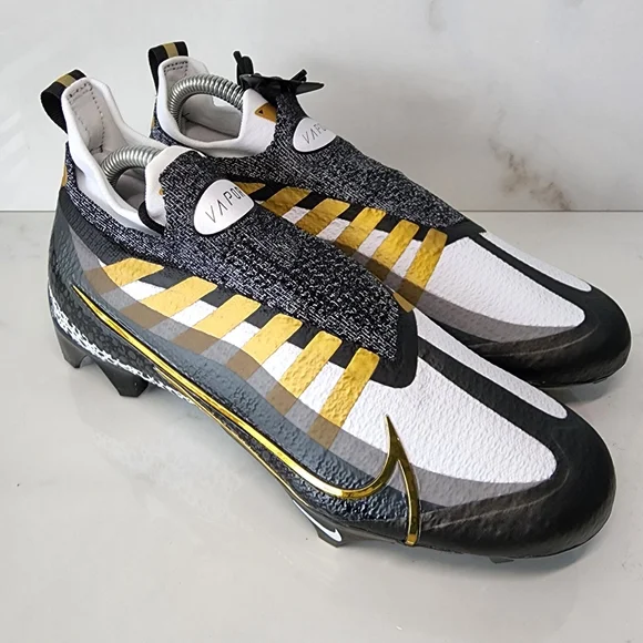 Nike Vapor Edge Elite 360 Flyknit Black Metallic GOLD Football Cleats